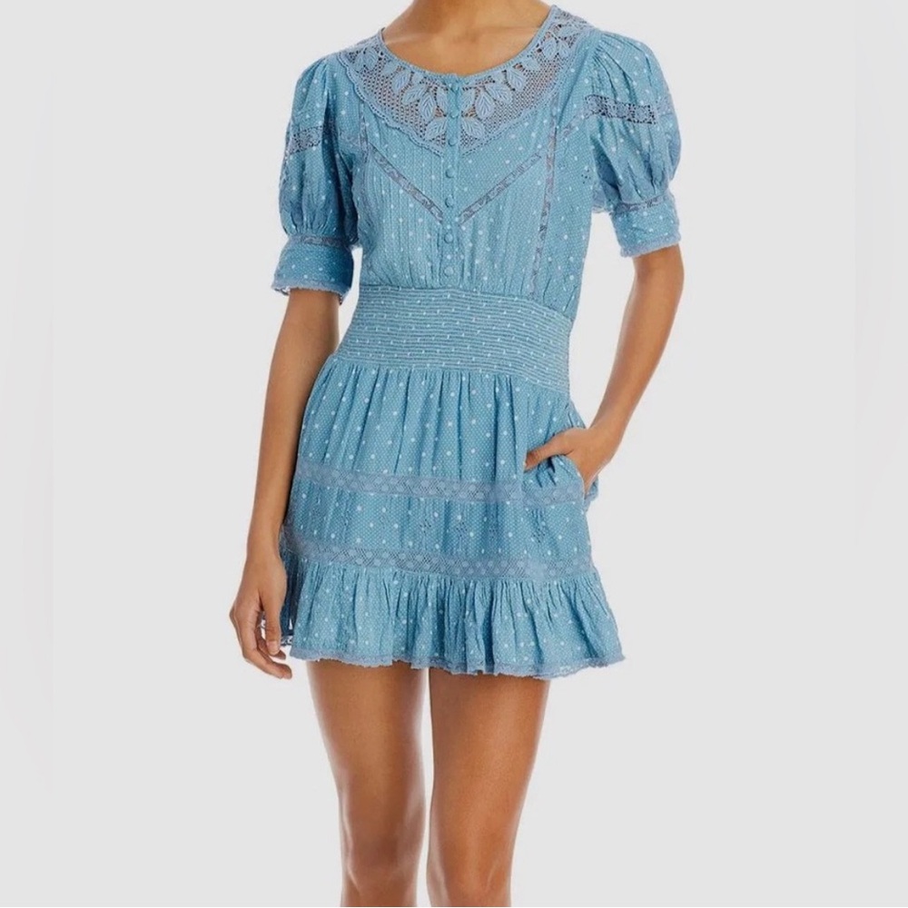 LoveShackFancy Sky Blue Mini Dress